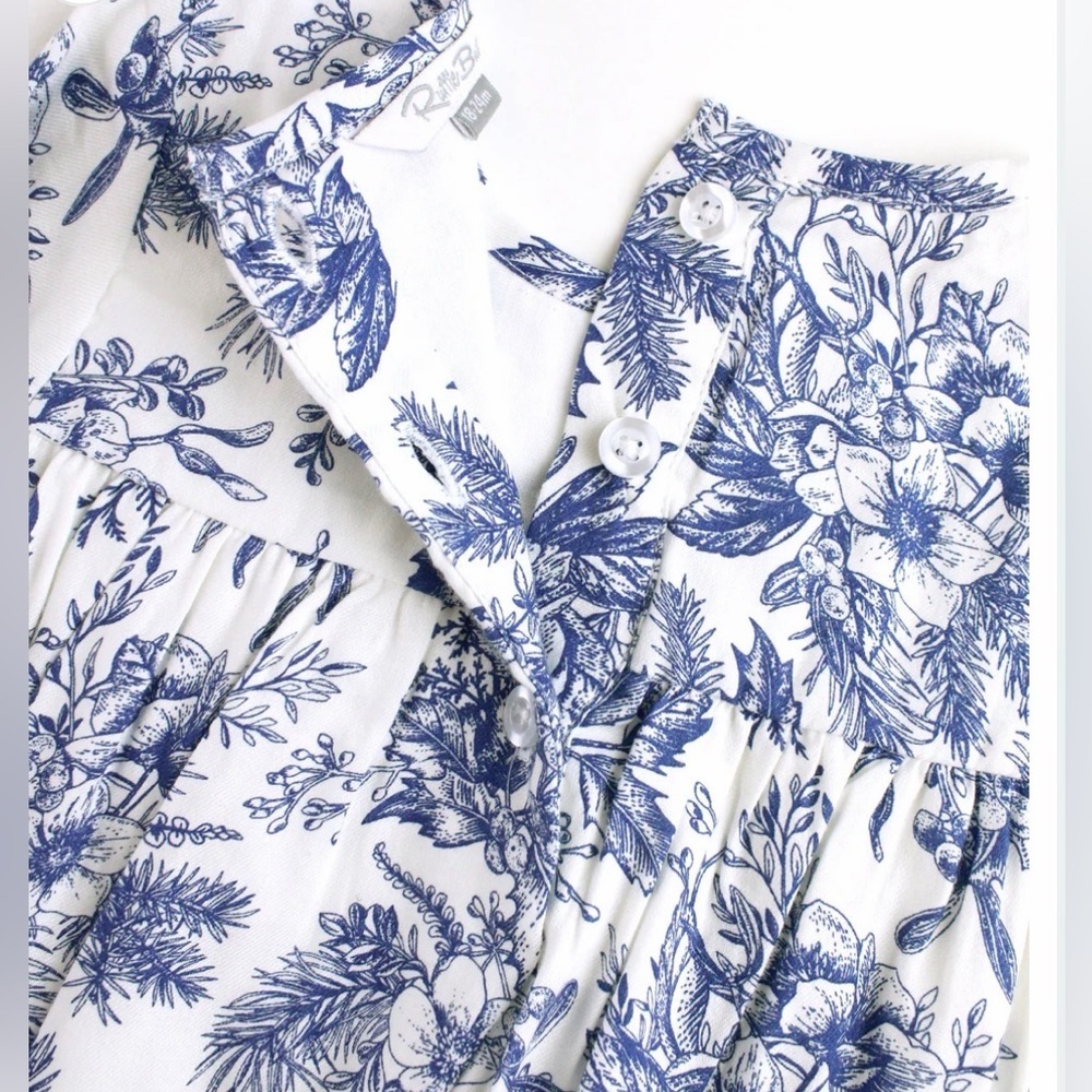 NWT RUFFLE BUTTS Winter Bliss Toile Ruffle Hem Dress, 2T - Picture 6 of 12